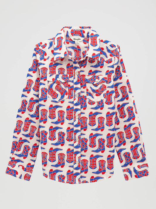 Girl's Long Sleeve Snap Shirt