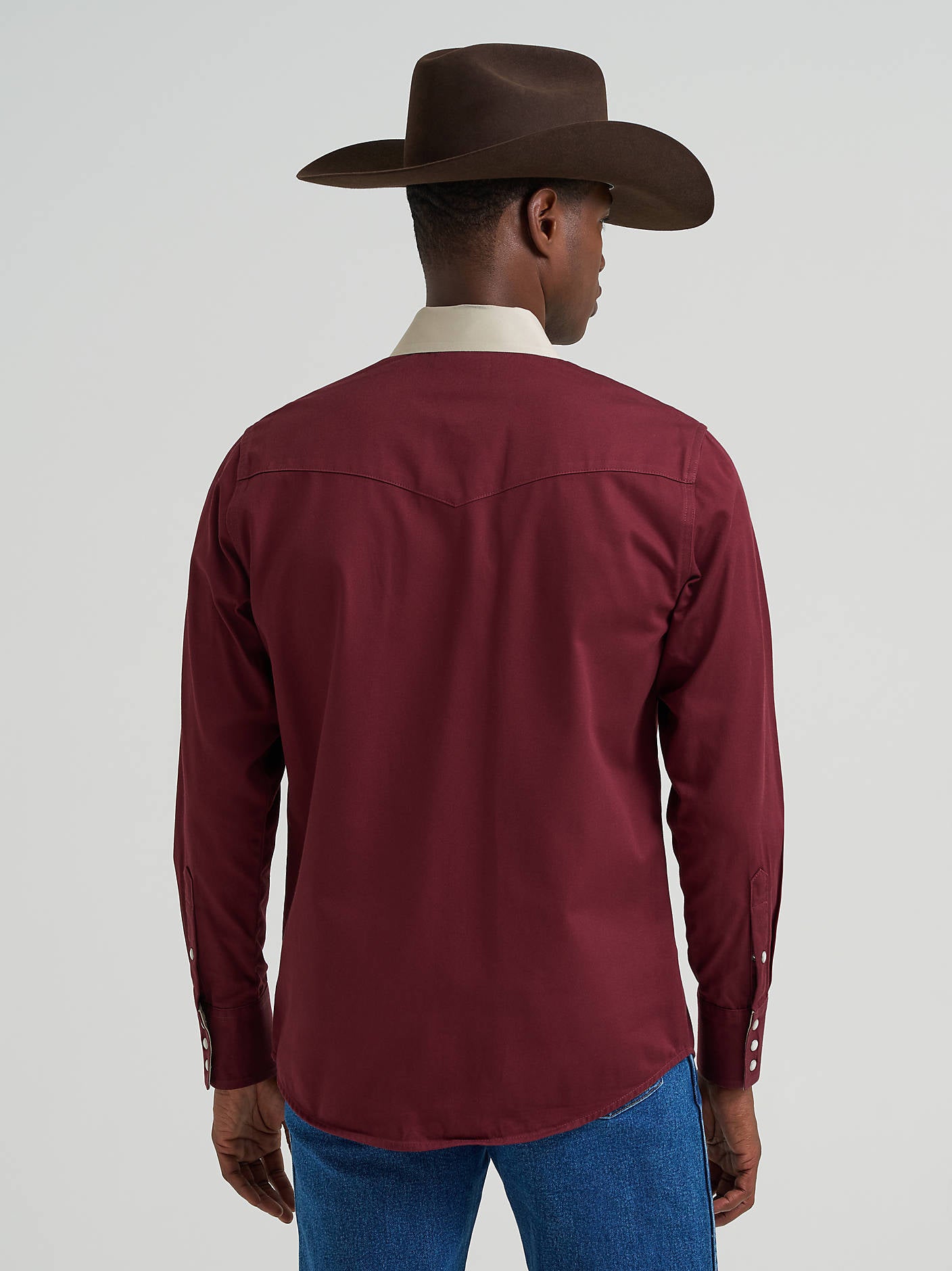 Men's Vintage Contrast Band Western Snap Shirt