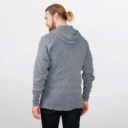 Men's Heavy Weight Wool Henley With Hood