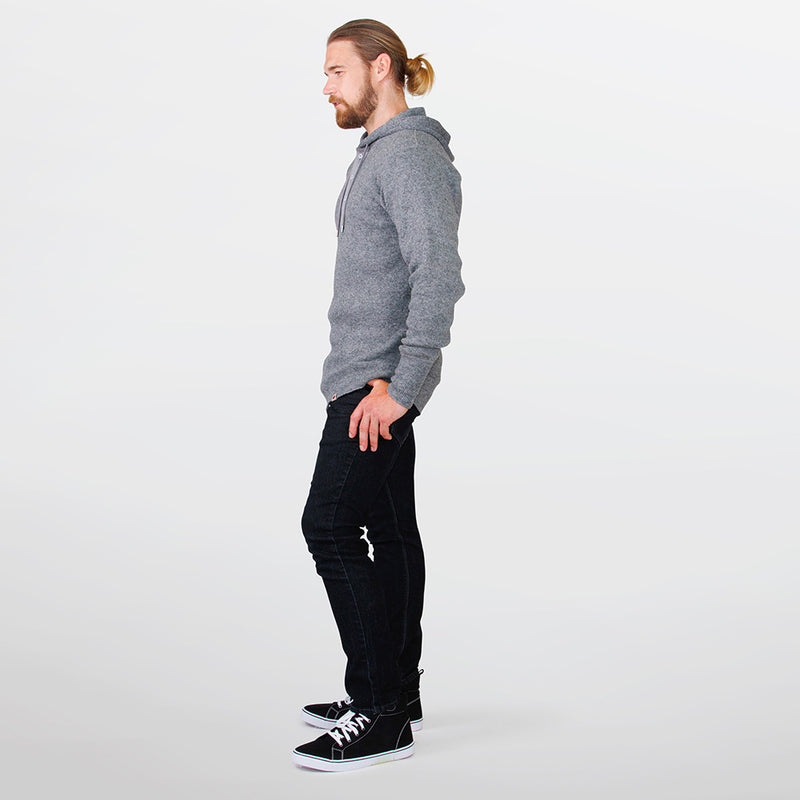 Men's Heavy Weight Wool Henley With Hood