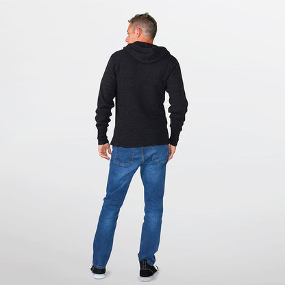 Men's Heavy Weight Wool Henley With Hood