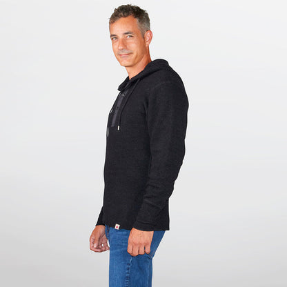 Men's Heavy Weight Wool Henley With Hood