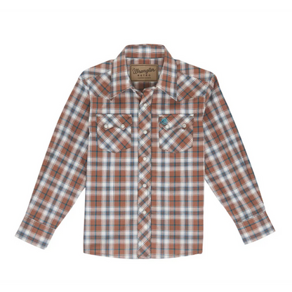 Boys Retro Long Sleeve Snap Shirt
