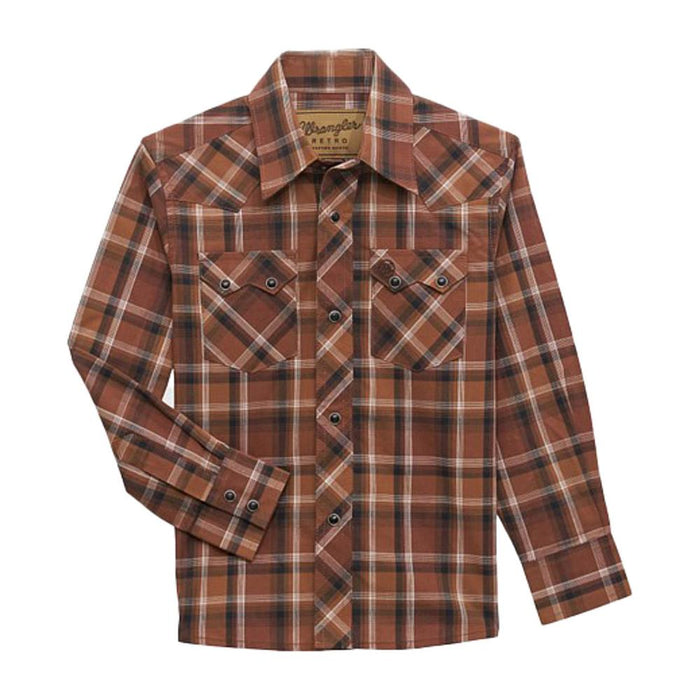 Boys Retro Long Sleeve Snap Shirt