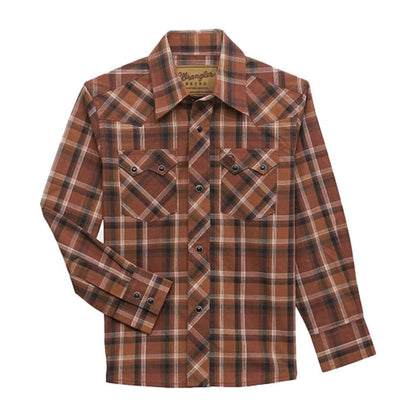 Boys Retro Long Sleeve Snap Shirt