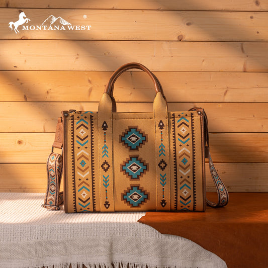 Montana West Aztec Retro Print Large Tote