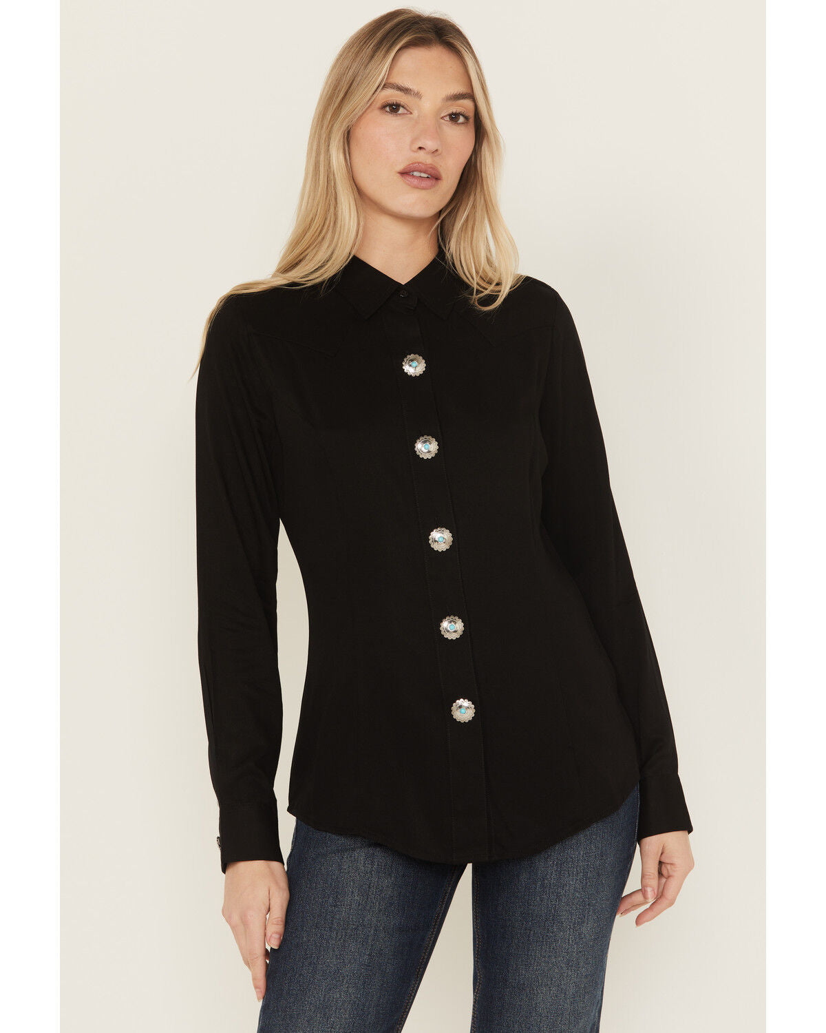 Women's Concho Long Sleeve Retro Snap