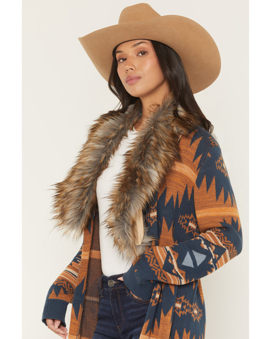 Women's Aztec Fur Sweater Cardigan