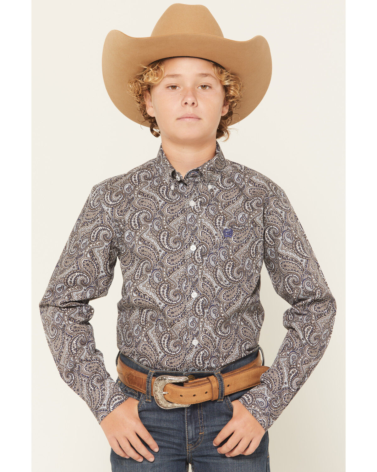 Boy's Paisley Long Sleeve  Western Print Shirt