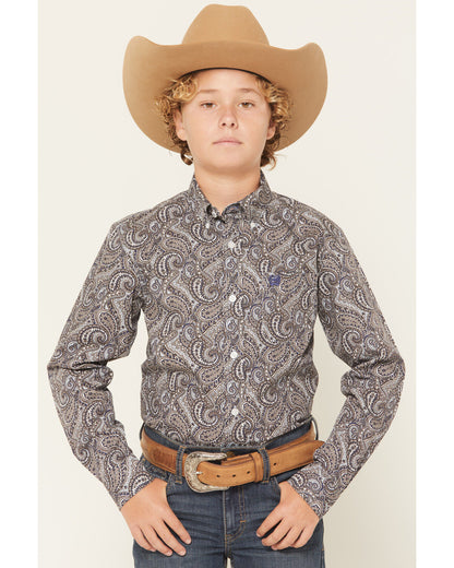 Boy's Paisley Long Sleeve  Western Print Shirt