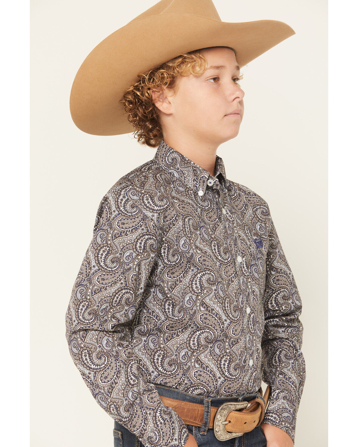 Boy's Paisley Long Sleeve  Western Print Shirt