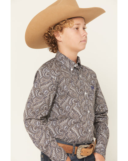 Boy's Paisley Long Sleeve  Western Print Shirt