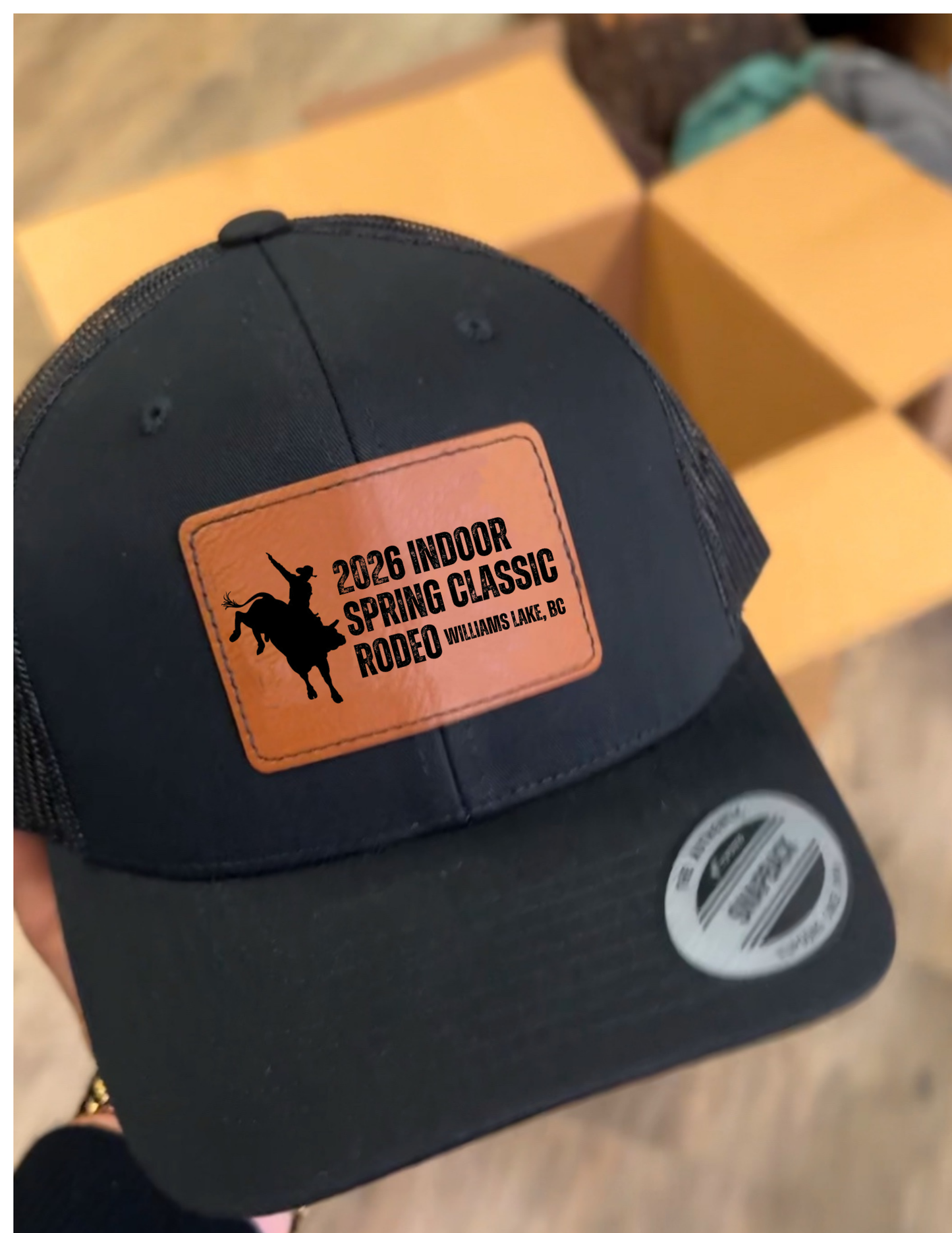 Indoor Rodeo Leather Patch Caps
