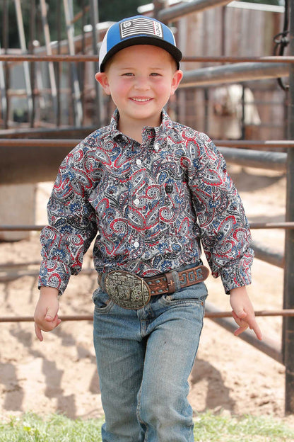 Boy's Long Sleeve Print Western Shirt