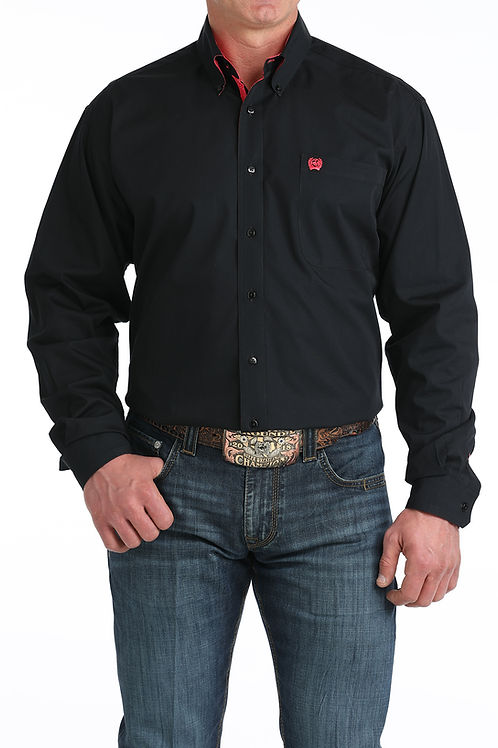 Men's Cinch Long Sleeve Solid Black Shirt
