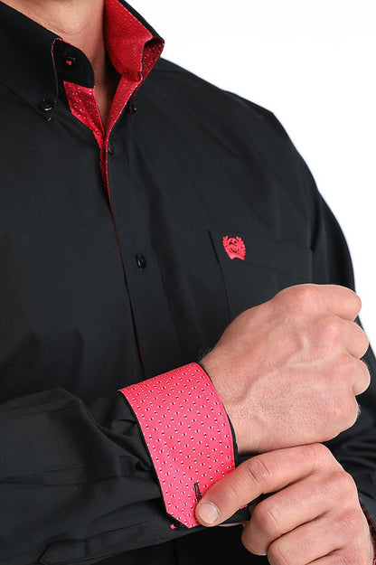 Men's Cinch Long Sleeve Solid Black Shirt
