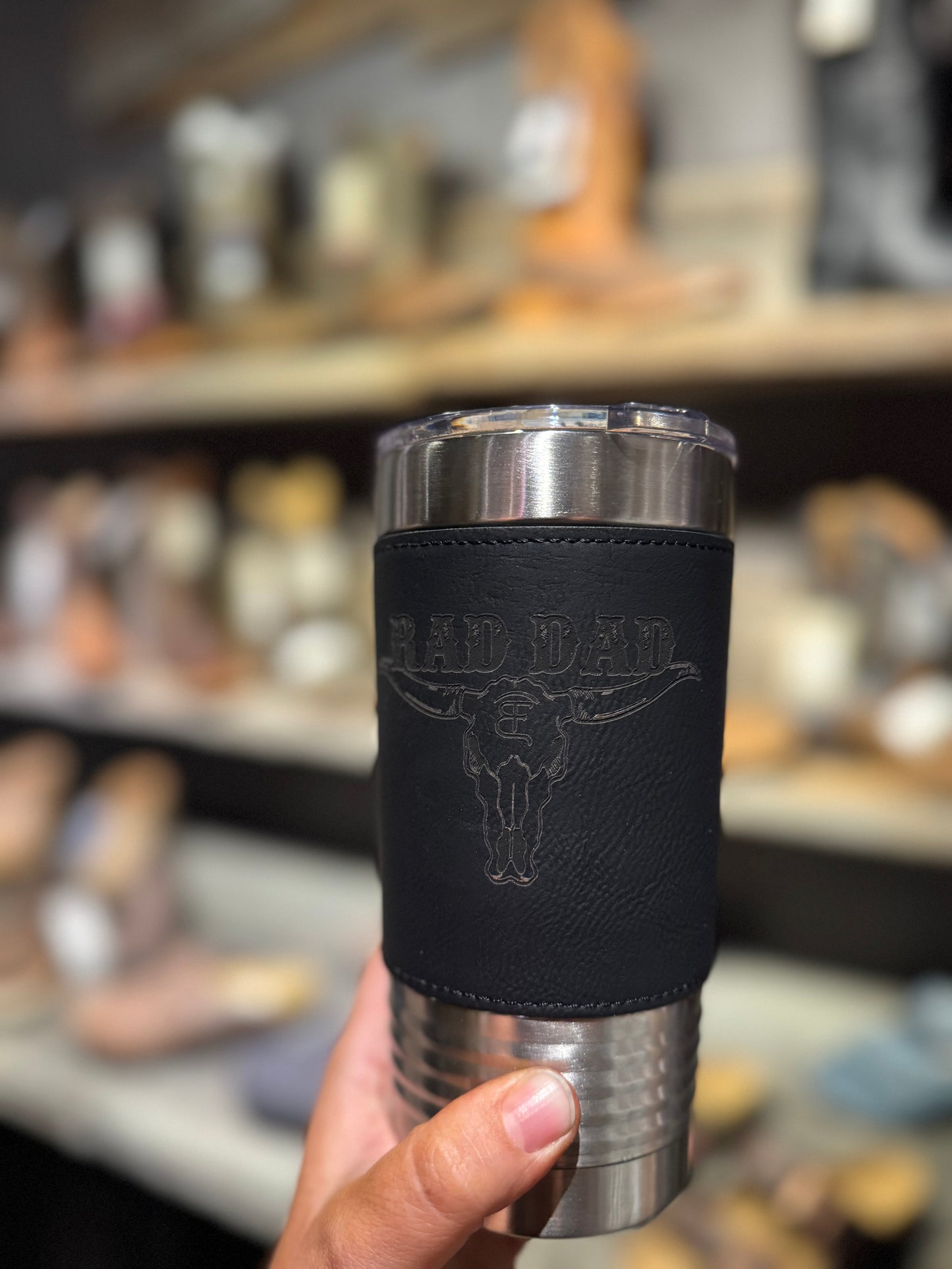 Father's Engraved Leather Tumblers