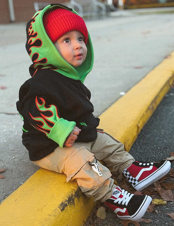 Little Trouble Fuel the Fun Green Flame Hoodie