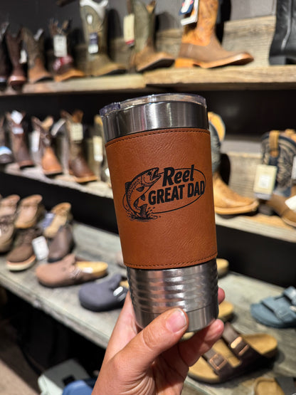 Father's Engraved Leather Tumblers