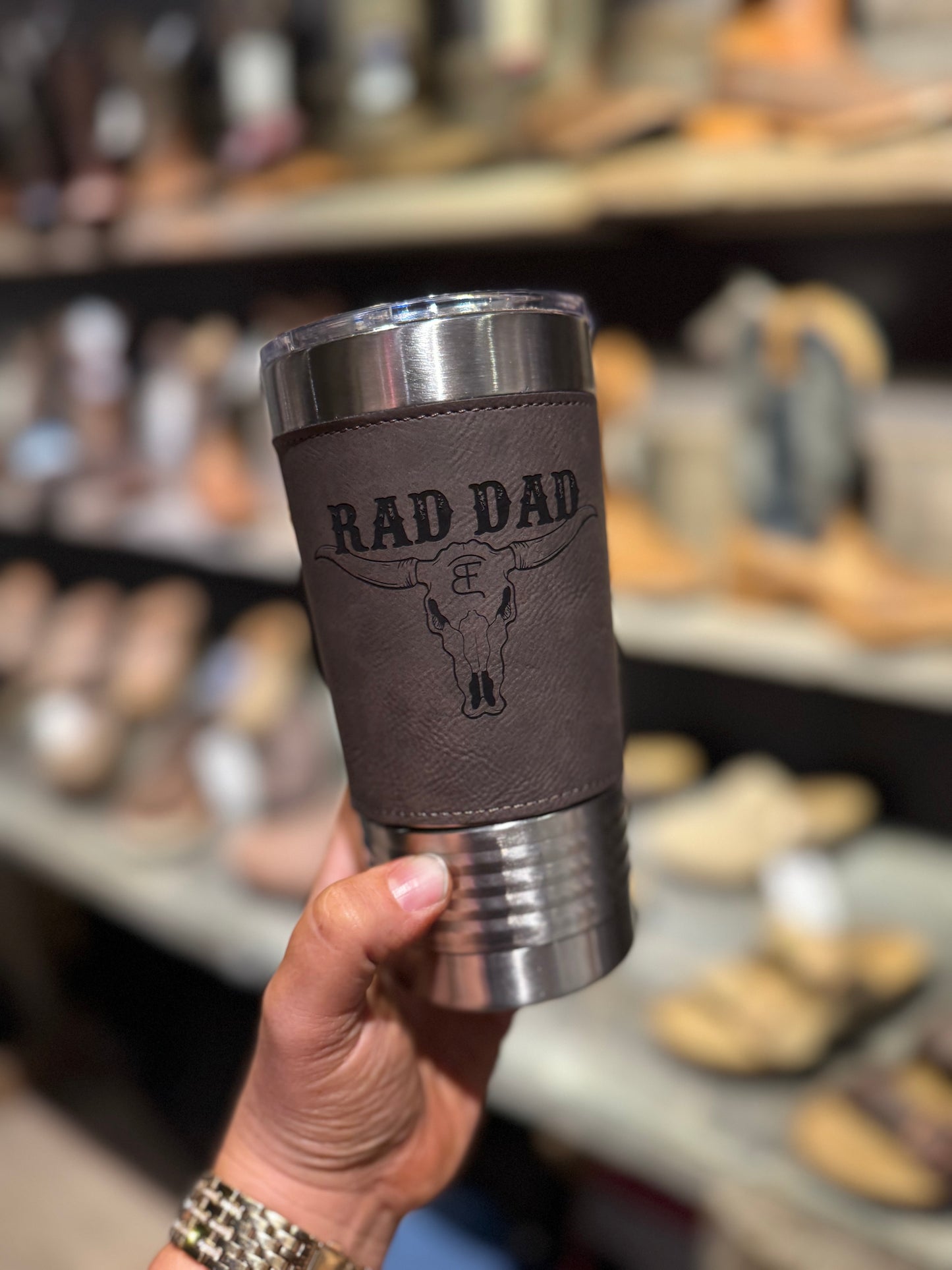 Father's Engraved Leather Tumblers