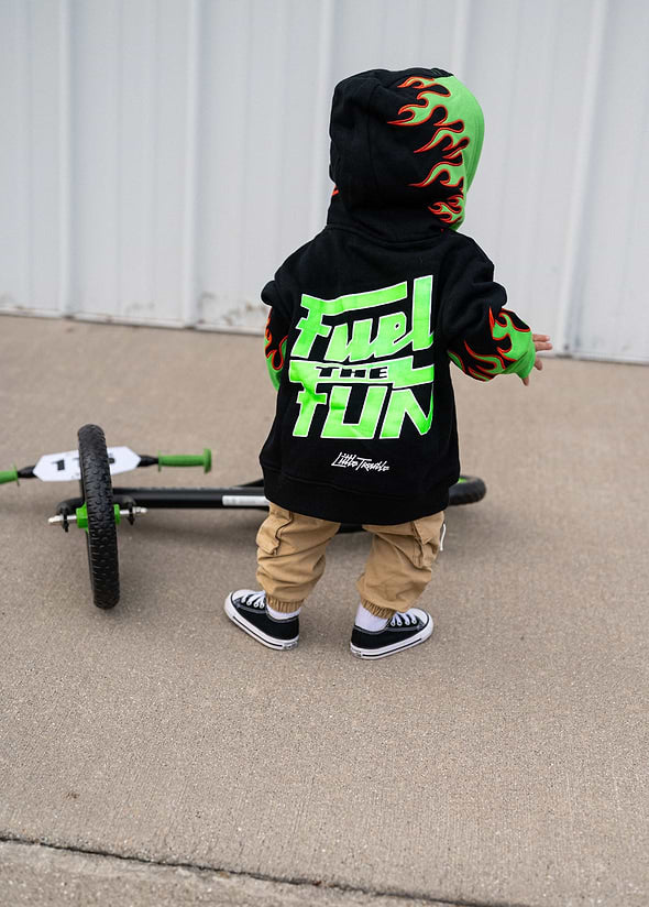Little Trouble Fuel the Fun Green Flame Hoodie