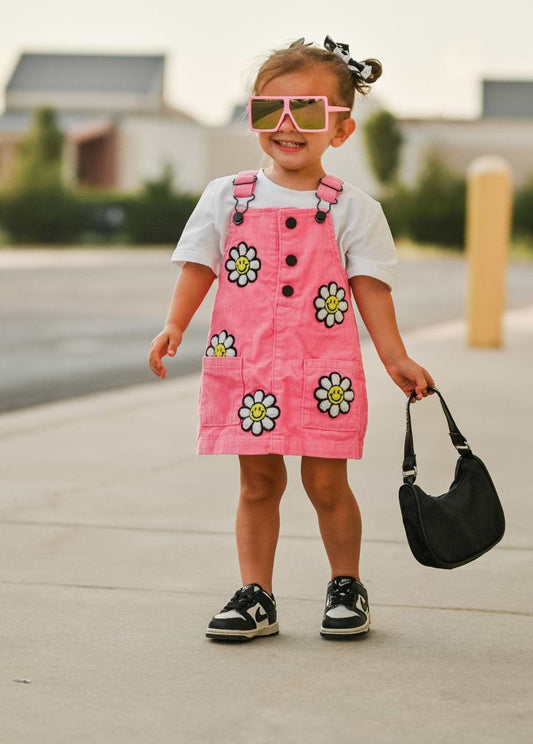 Little Bloomer Pink Cord Dress
