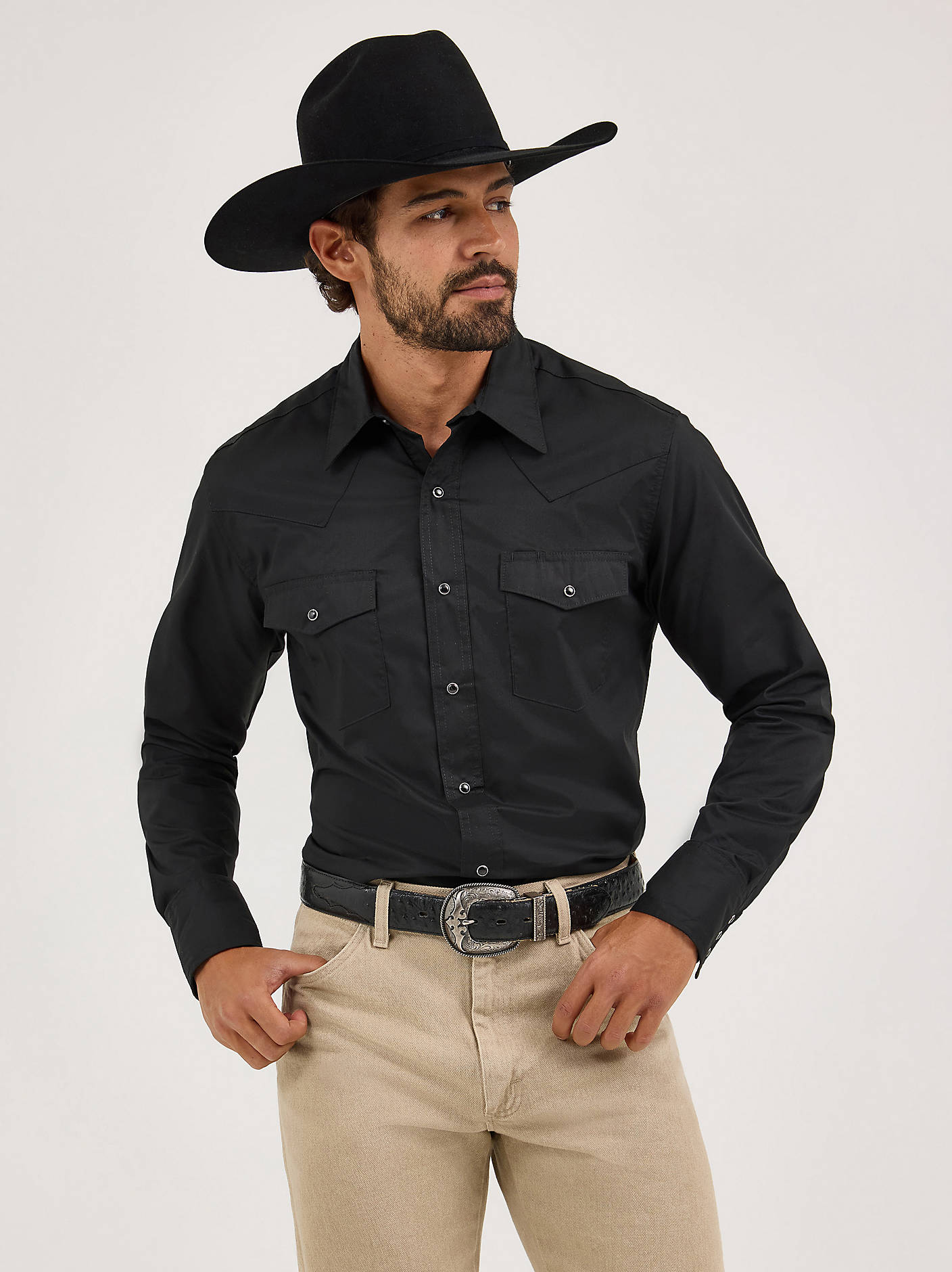 Men's Long Sleeve Solid Broadcloth Western Shirt