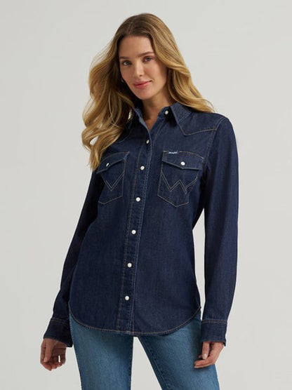 Women's Dark Denim Snap Shirt