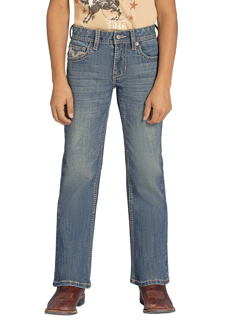 Boy's Regular Fit Light Rope Stitch Bootcut Jeans