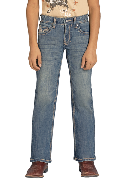 Boy's Regular Fit Light Rope Stitch Bootcut Jeans