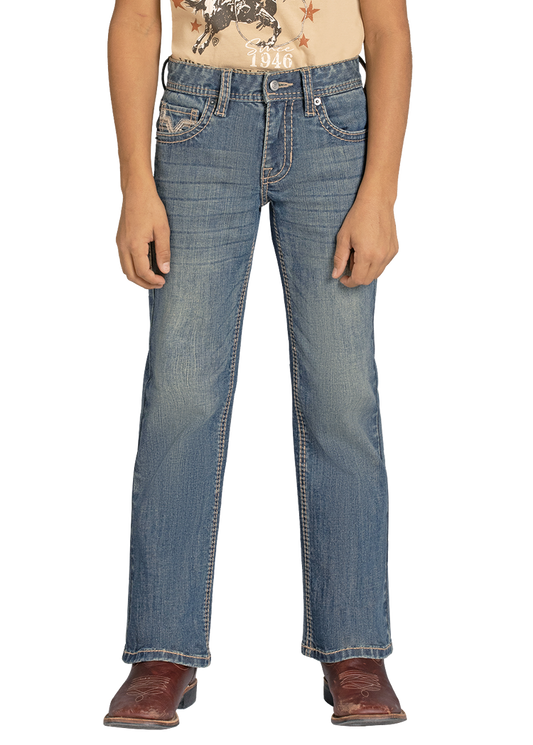 Boy's Regular Fit Light Rope Stitch Bootcut Jeans