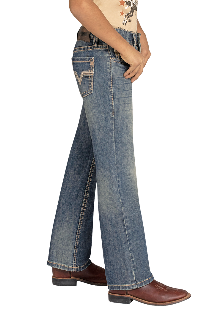 Boy's Regular Fit Light Rope Stitch Bootcut Jeans