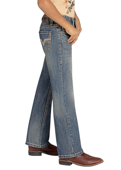 Boy's Regular Fit Light Rope Stitch Bootcut Jeans