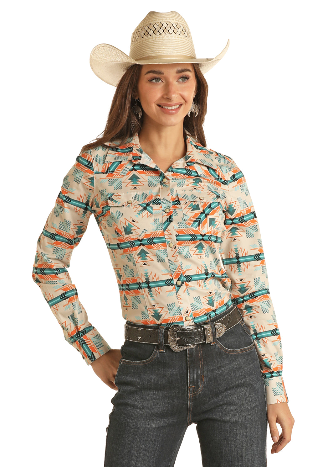 Aztec Long Sleeve Snap Shirt