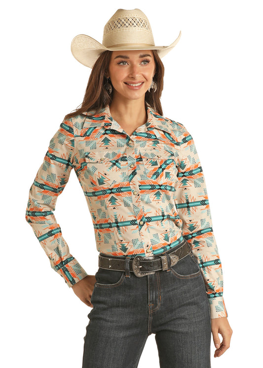 Aztec Long Sleeve Snap Shirt