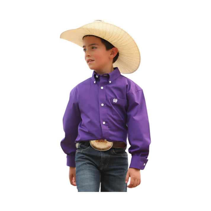 Kid's Solid Long Sleeve Western Shirts