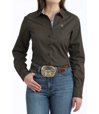 Women's Cinch Long Sleeve Brown Print Western Shirt