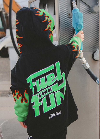 Little Trouble Fuel the Fun Green Flame Hoodie