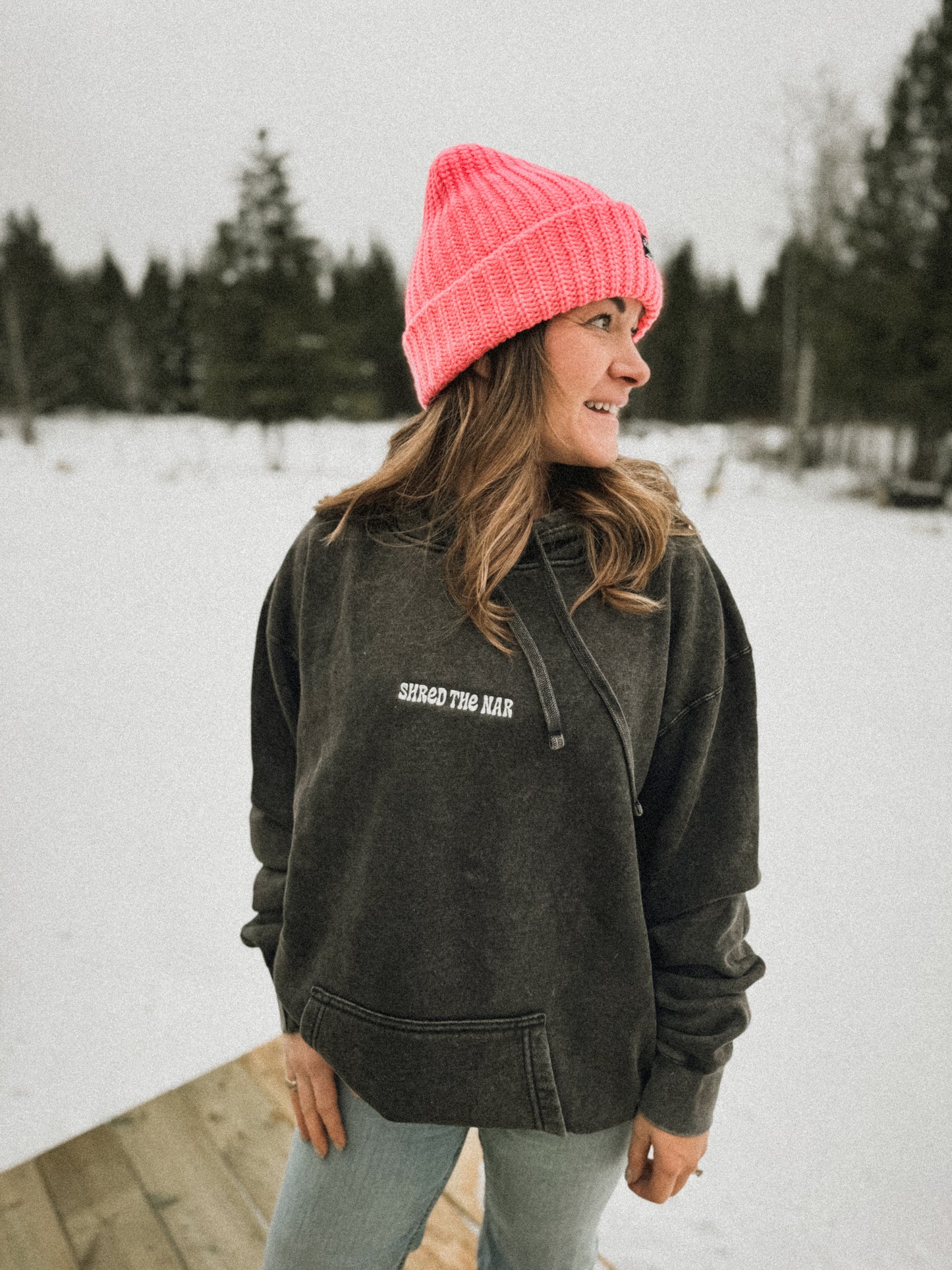 Shred The Nar Embroidered Acid Wash Hoodie