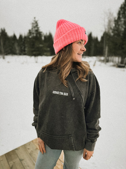 Shred The Nar Embroidered Acid Wash Hoodie