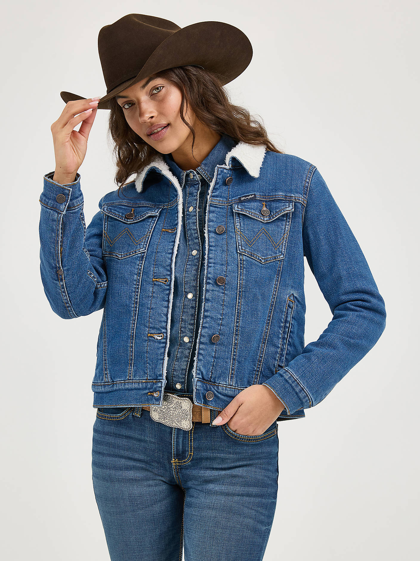 Women's Retro Sherpa Lined Denim Jacket