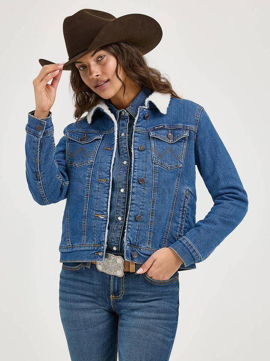 Women's Retro Sherpa Lined Denim Jacket