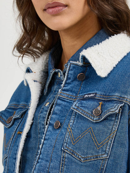 Women's Retro Sherpa Lined Denim Jacket