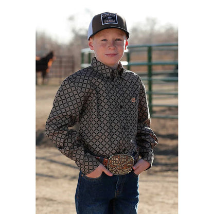 Boy's Long Sleeve Print Western Shirt