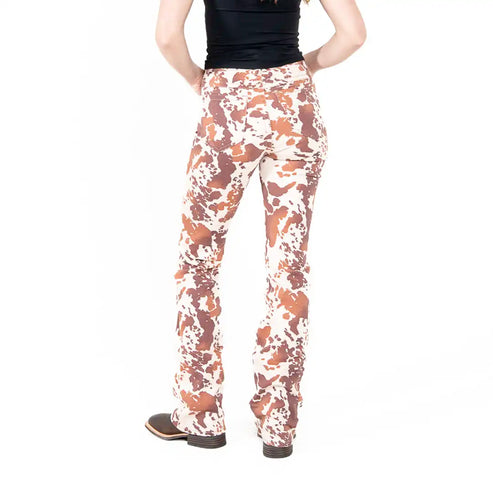 Women's Denim Cowhide Print Boot Cut Jeans