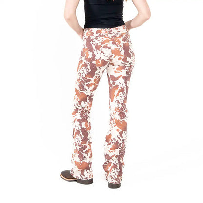 Women's Denim Cowhide Print Boot Cut Jeans