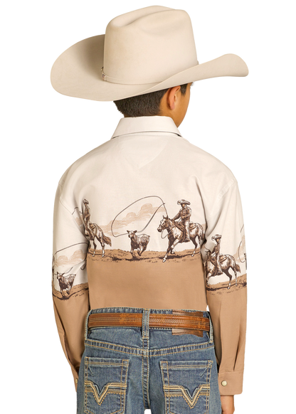Boy's Panhandle Cowboy Border Long Sleeve Snap Shirt