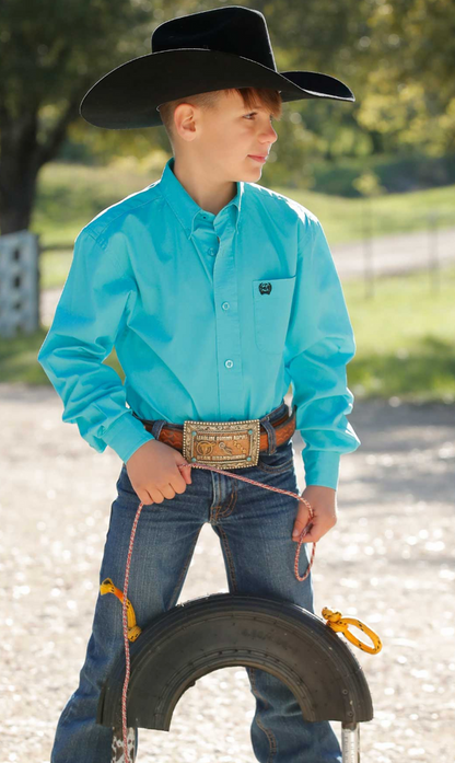 Kid's Solid Long Sleeve Western Shirts