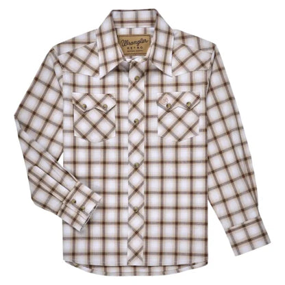 Boys Retro Long Sleeve Snap Shirt