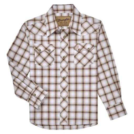 Boys Retro Long Sleeve Snap Shirt